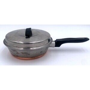 ECKOWARE 7” Frying Pan Sauce Pan W/LID Thick Copper Bottom  Chicago USA Vintage